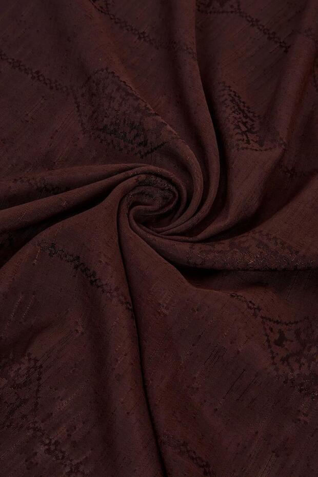 Siena, Jacquard Cocoon Shawl - Motif Pattern - 18 - Brown