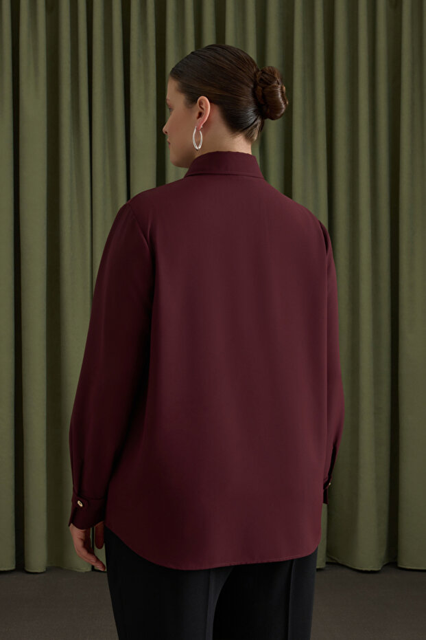 Bordo Dokuma Bluz - 6