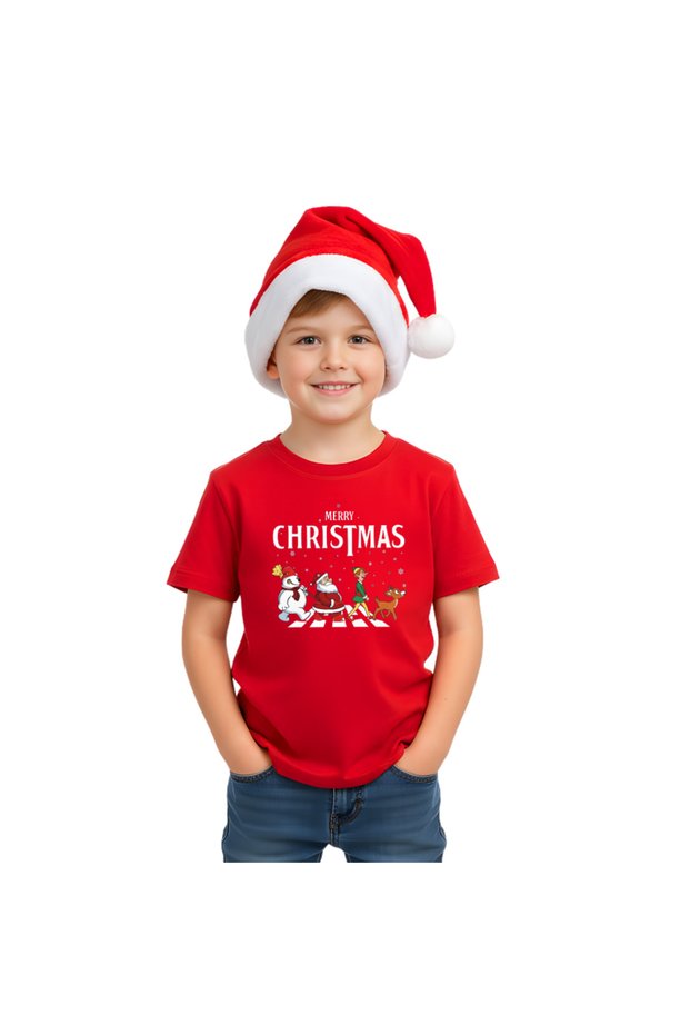 Kids Boys Christmas TShirt With Cap Combo Set Soft Cotton Holiday Outfit