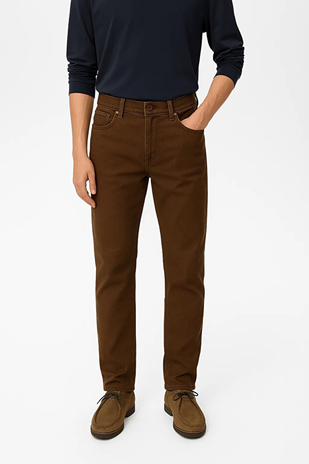 Men's High Waist Wide Leg Brown Jeans