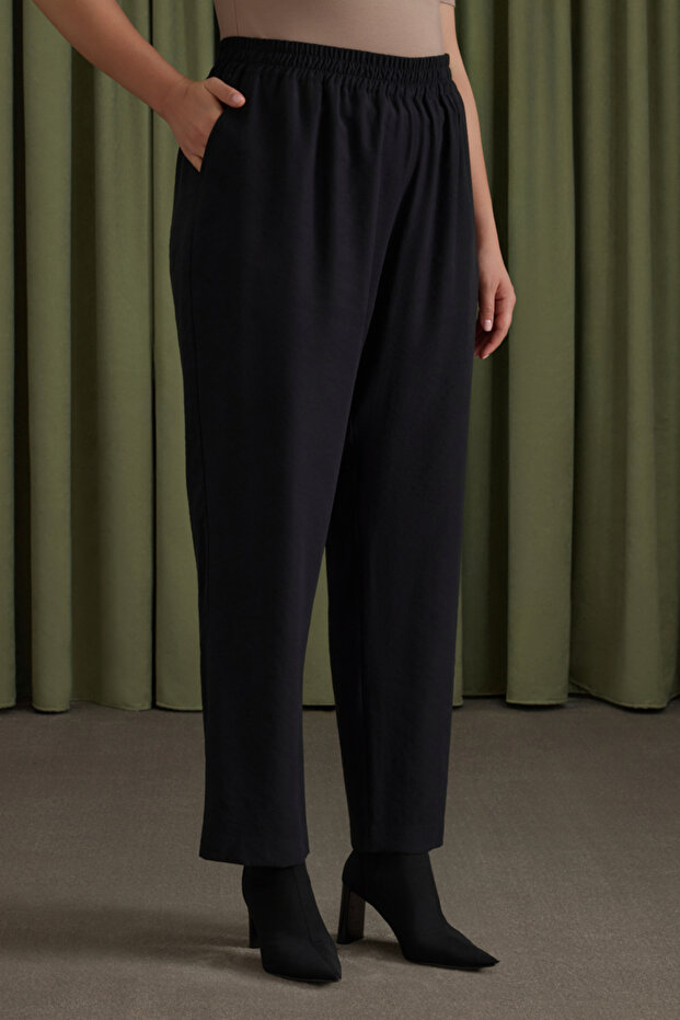 Siyah Beli Lastikli Pantolon - 3