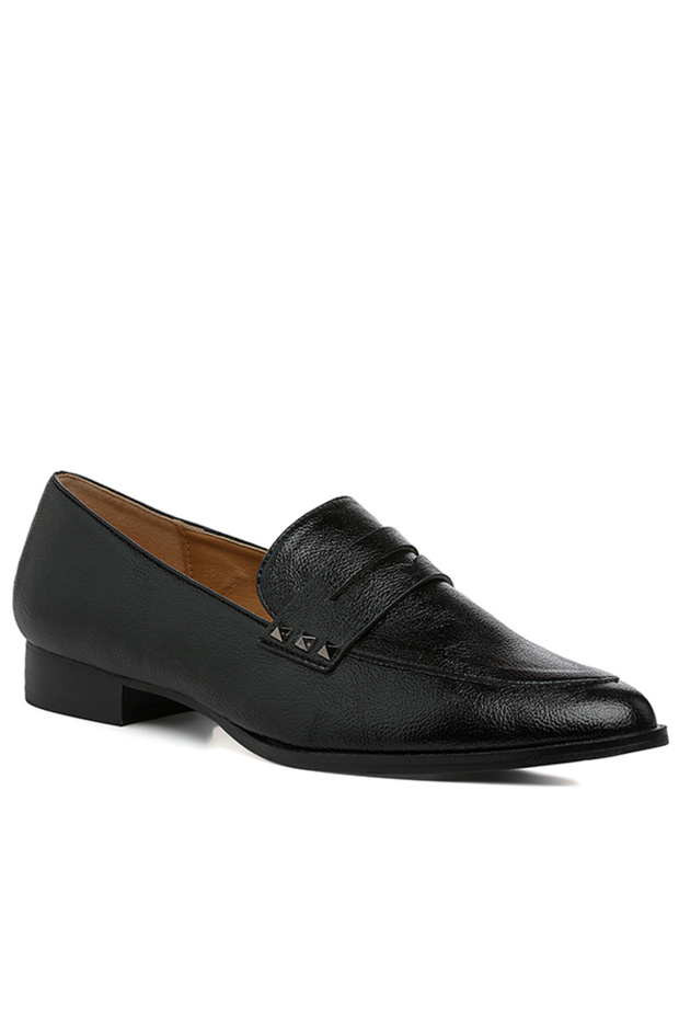 Women Penny Strap Loafers in Black