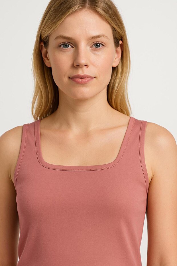 490 Powder U-Collar Lycra Cotton T-Shirt