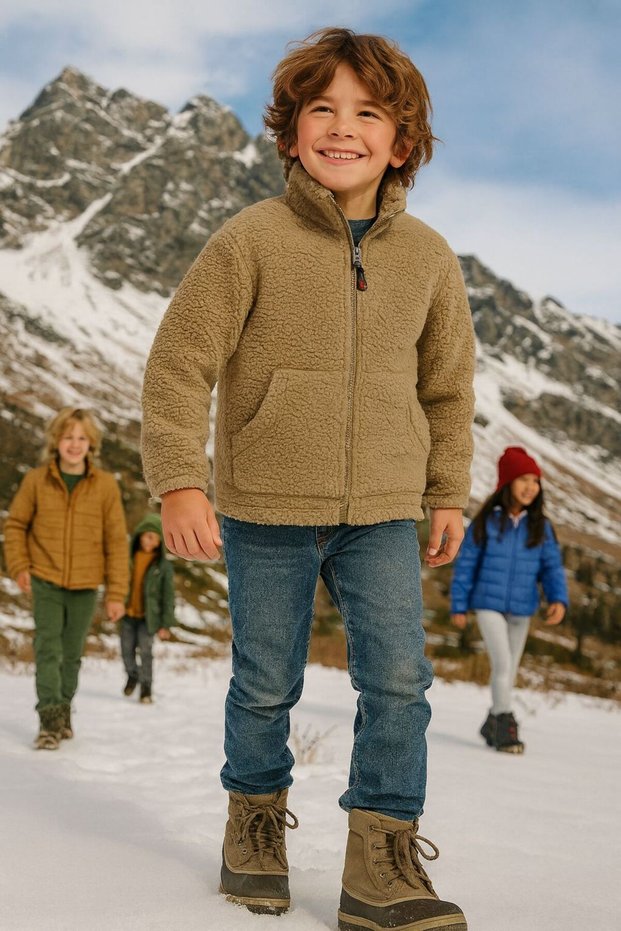 Kuzu Welsoft Zippered Winter Oversized Children's Coat for Girls and Boys