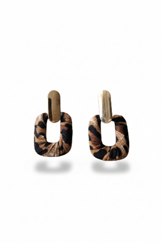 Leopard Pattern Square Earrings - 4