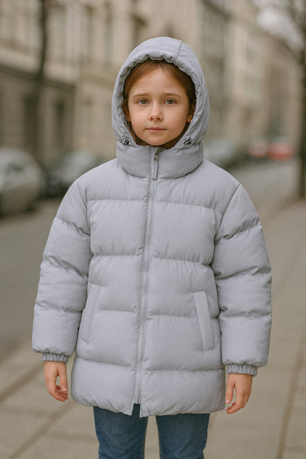 11-15 Years Old Hooded Long Model Winter Girl's Coat