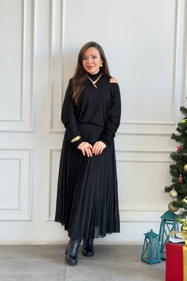 Blouse Detailed Skirt Tulle Pleated Dress