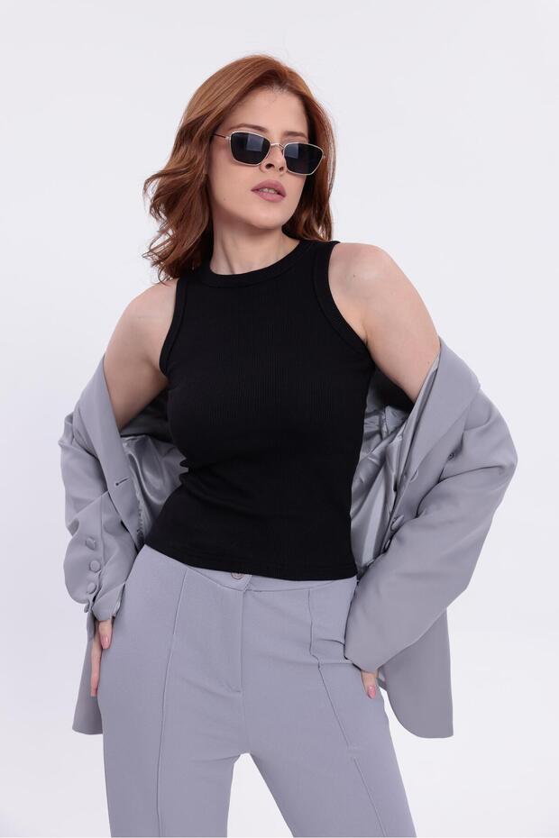 Kadın Halter Yaka Atlet Basic Slim Fit - 7