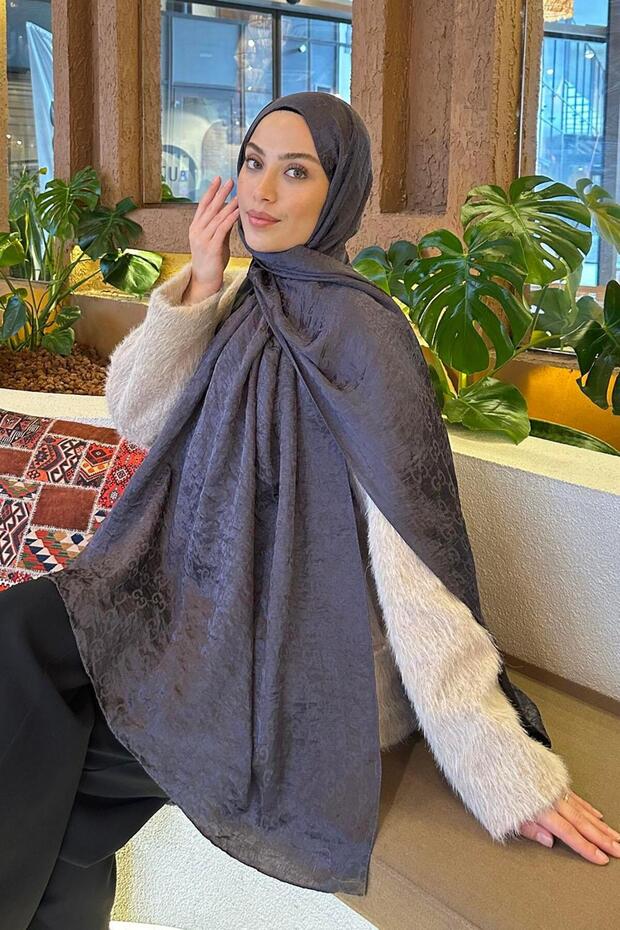 شال جاكار منقوش بنمط G من أيروبين، لون أنثراسايت