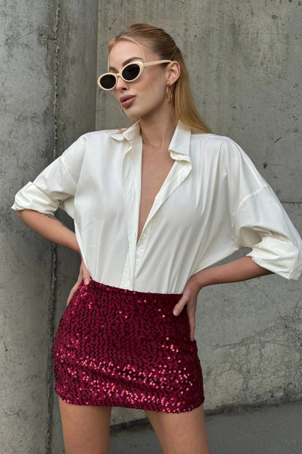 Payetli Mini Etek - 5