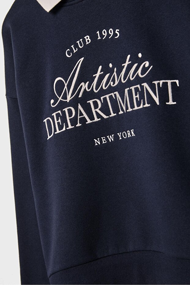 İşlemeli polo sweatshirt - 8