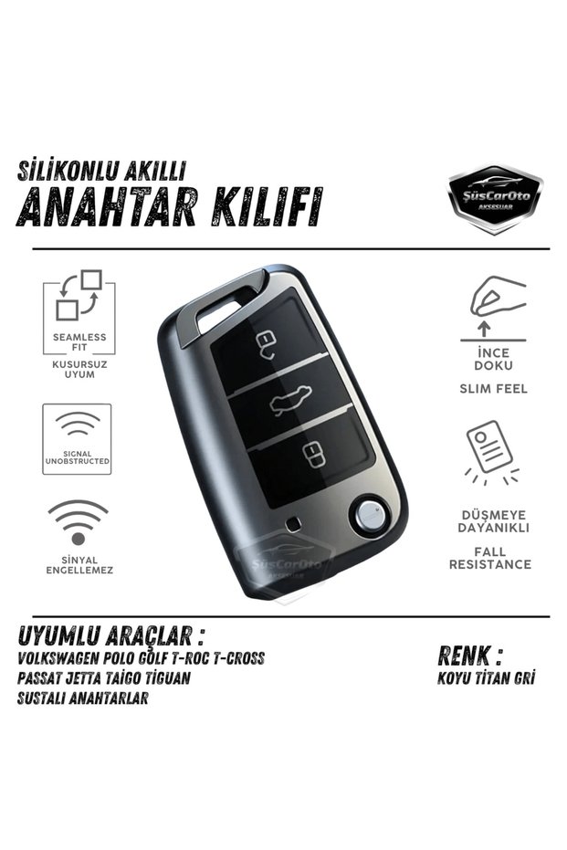 Volkswagen Polo Golf T-Roc Passat Jetta Tiguan Silicone Auto Key Case Cover Container Keychain Shock Absorbing