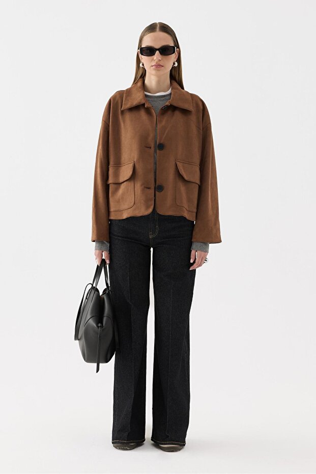 Jane Süet Ceket Camel - 6