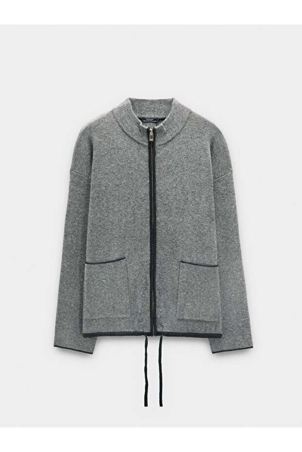 Fermuarlı Örme Hırka - 5