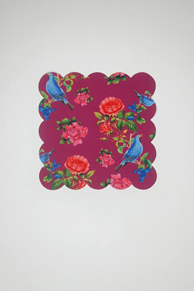 Vanilla Plum Pink Bird and Flower Design Laser Cut Cocktail Napkin 1 Piece
