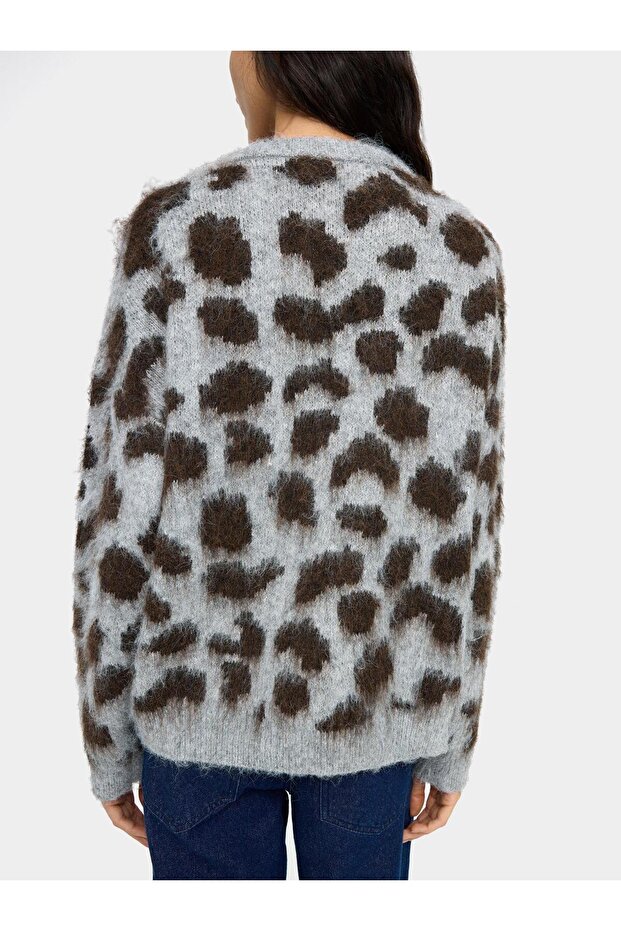 Hayvan Desenli Örme Sweatshirt - 4