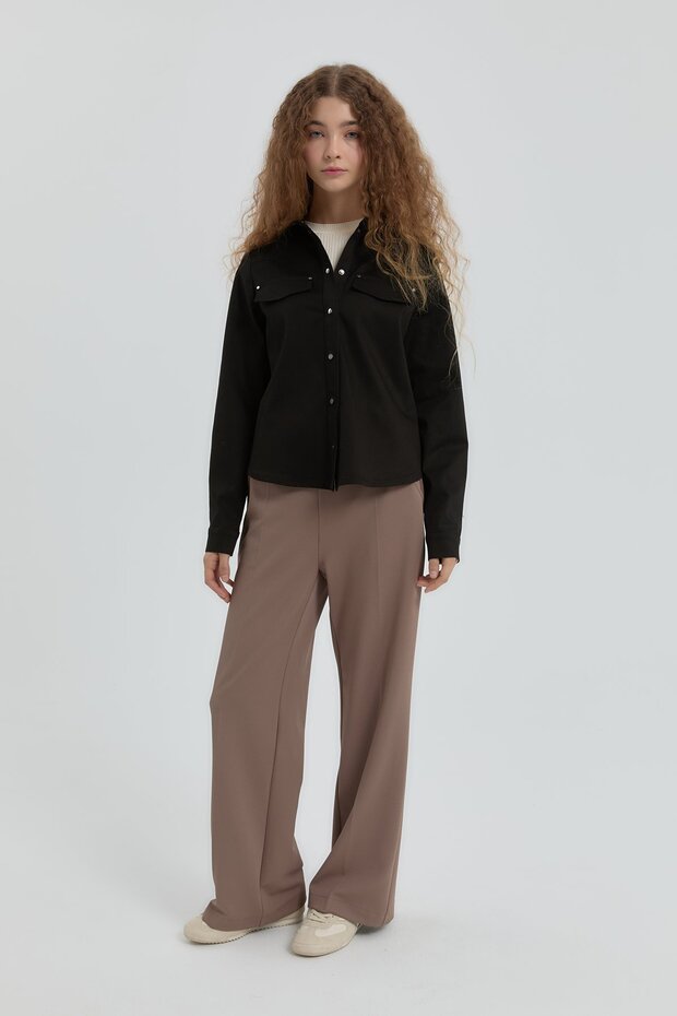 Cep Detaylı Gömlek - Siyah - 2