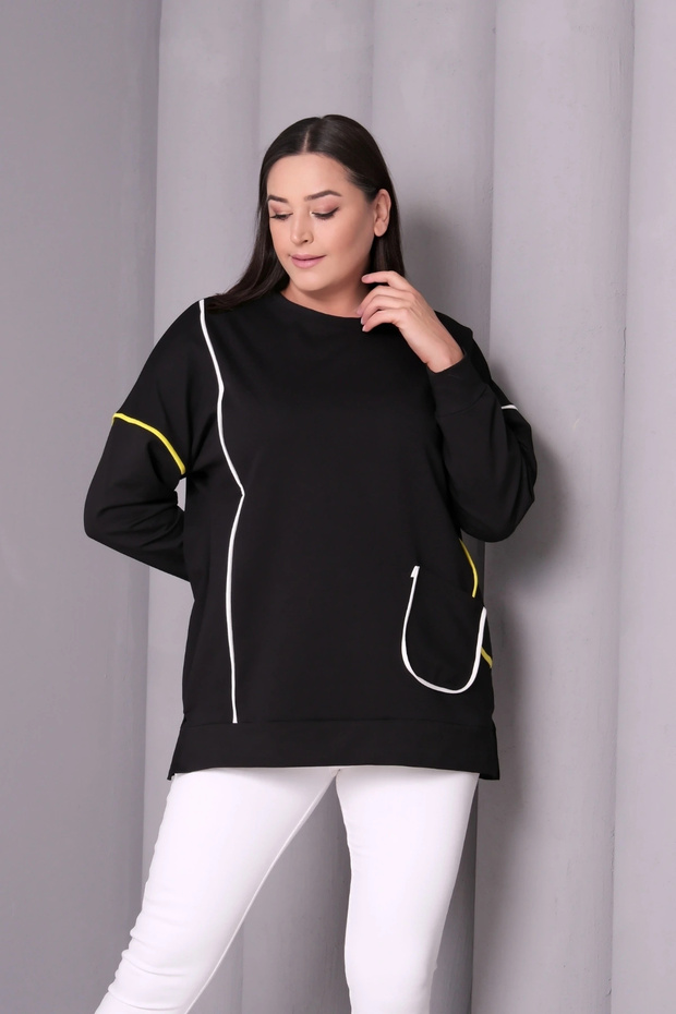 Çizgi Şeritli Cepli Sweatshirt - 2