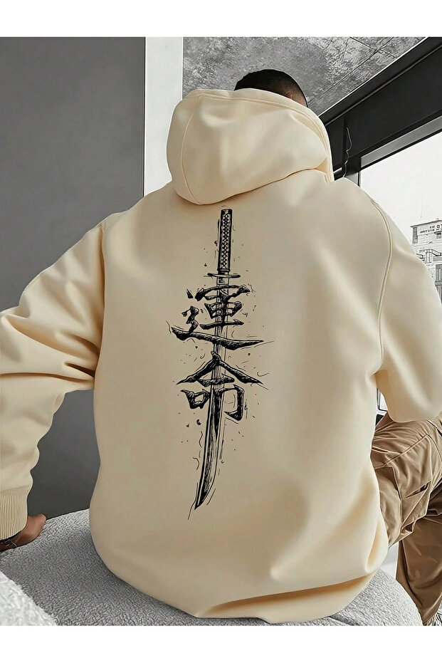 Unisex Sword Printed Hooded Sweatshirt