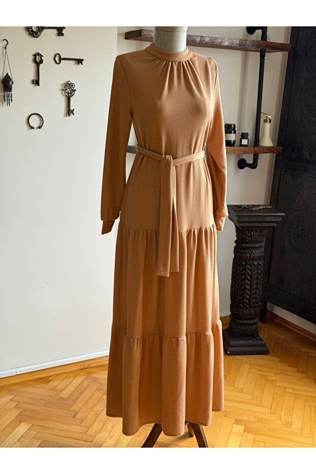 Hakim Yaka Çingene Model Örme Elbise 2400 NAVRA | - 2