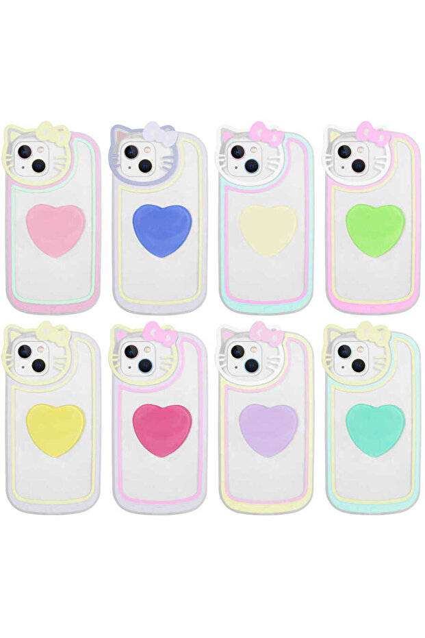 حافظة SAFA المتناغمة متوافقة مع هاتف iPhone 13 مع شكل قطة وحامل شفاف - لون فيروزي - 2