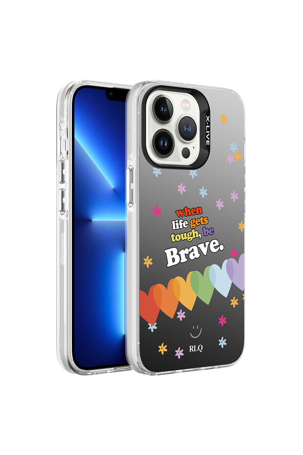 حافظة صلبة فضية منقوشة متوافقة مع هاتف iPhone 13 Pro - على شكل قلب - 1