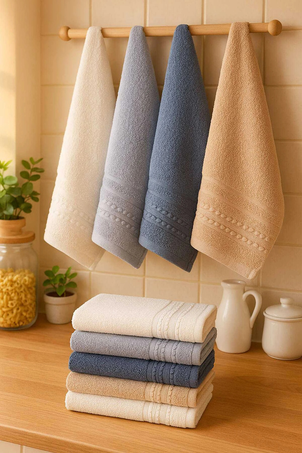 6 Piece Kitchen Towel Set 100% Cotton Özlem