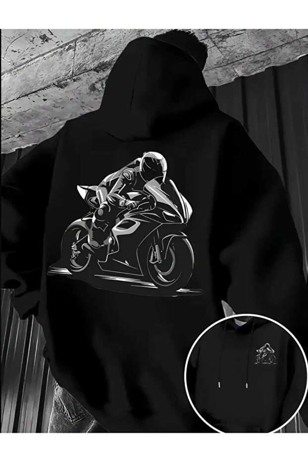 Sports Motorcycle Printed Men's Hoodie