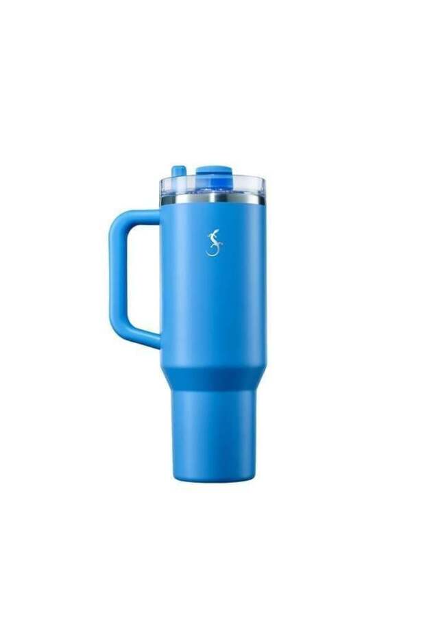 - “Big Cup” 1.2 L Ocean Blue, Stainless Steel Thermos - with Extendable Straw, Double Wall, S