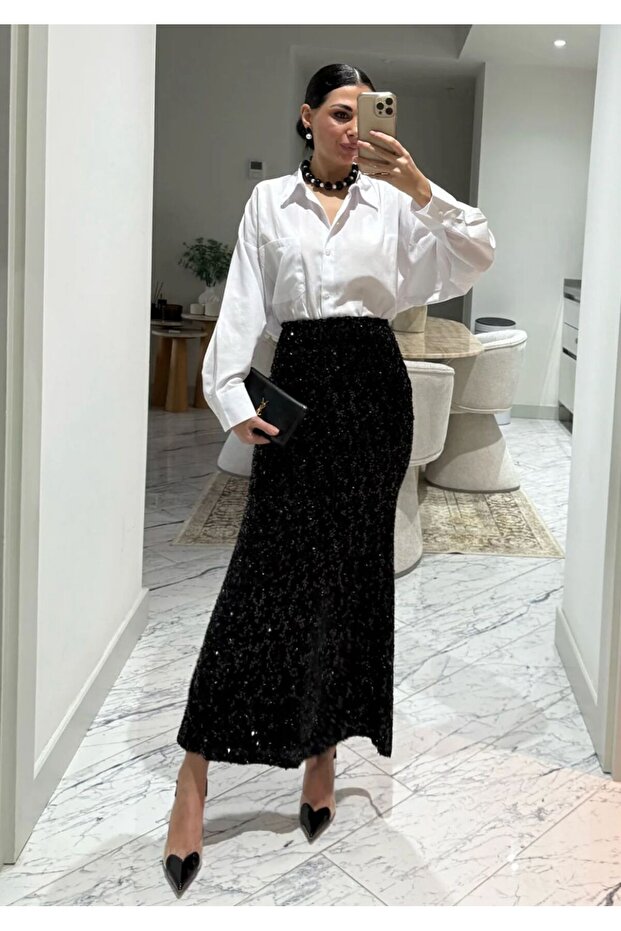 Payetli Maxi Balık Etek - 2