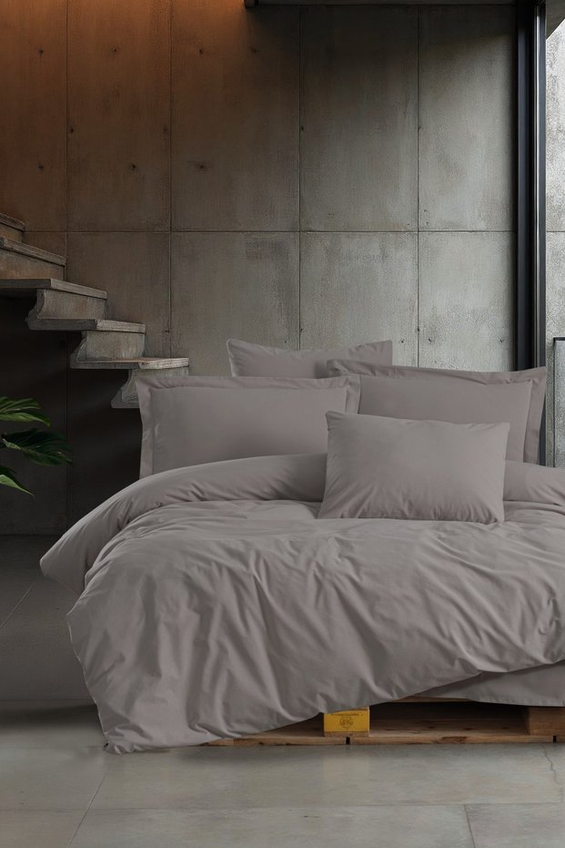 Mink Colored 100% Cotton Valeria Ultra Soft Washed Double Duvet Cover Set