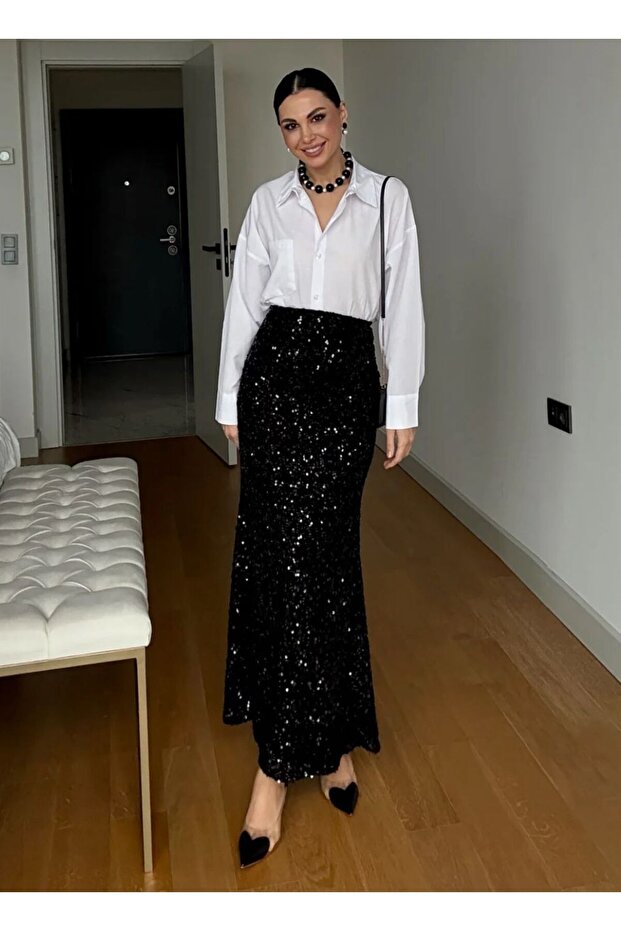 Payetli Maxi Balık Etek - 3