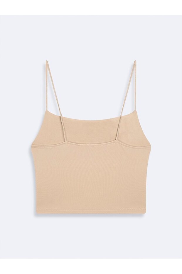 İnce Askılı Basic Crop Bej Atlet - 2