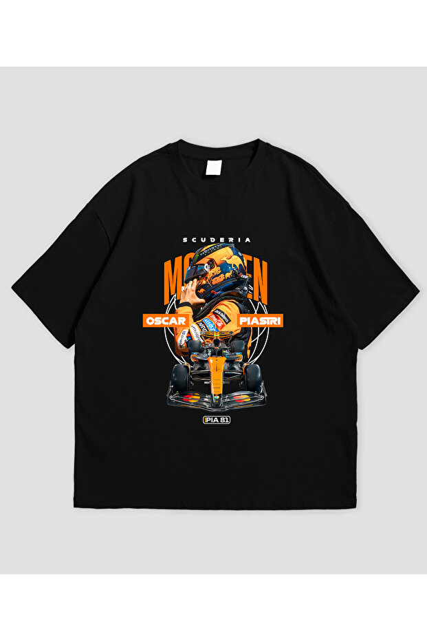 Oscar Piastri Formula Printed Black Oversize T-Shirt Unisex 100% Cotton Crew Neck T-Shirt