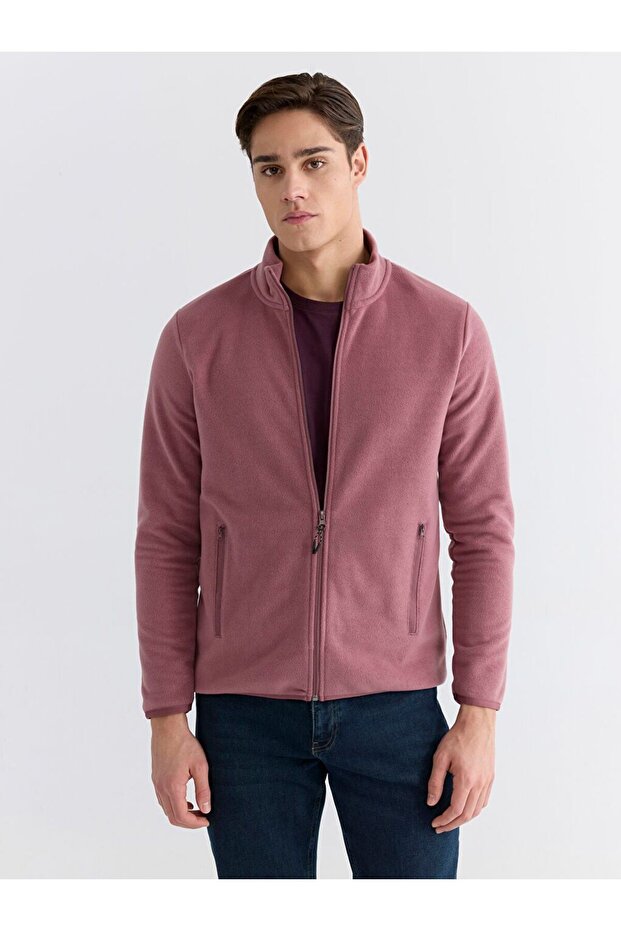 Lcwaikiki Classic Stand Collar Long Sleeve Fleece Men's Zippered Sweatshirt