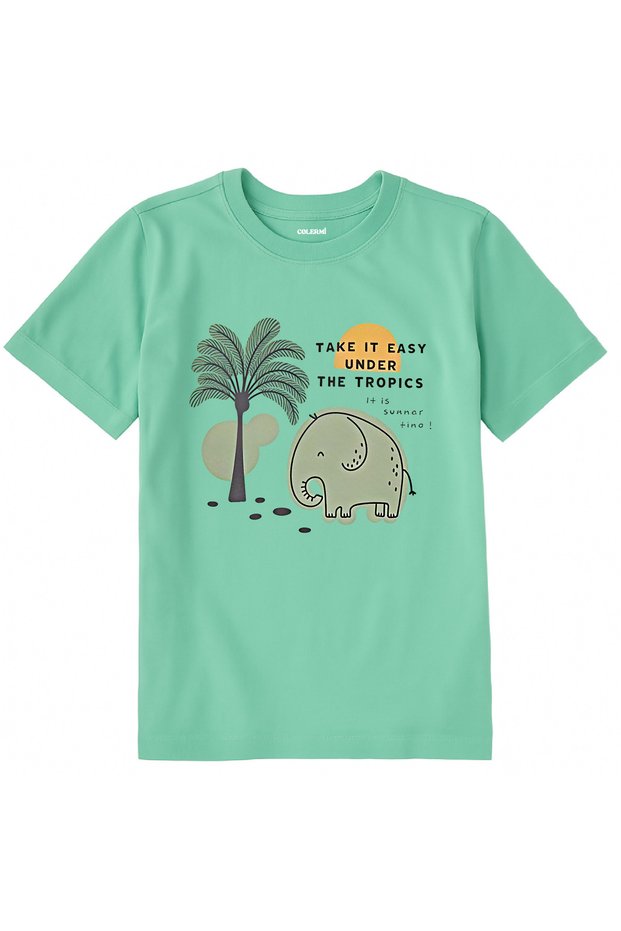 Cotton Fabric Children's T-Shirt β Tropical Elephant Printed Kids T-Shirt