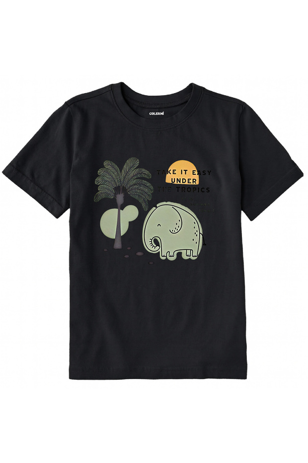 Cotton Fabric Children's T-Shirt β Tropical Elephant Printed Kids T-Shirt