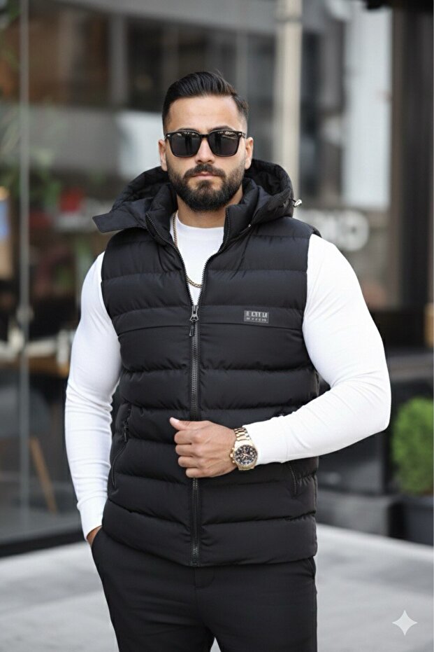 New Season Men's Removable Hooded Inflatable Vest
