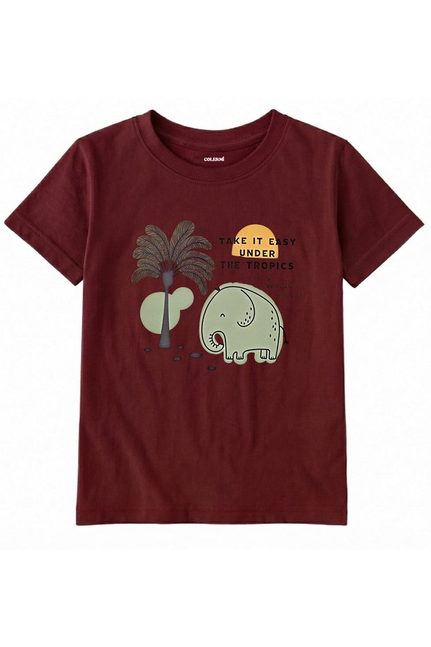 Cotton Fabric Children's T-Shirt β Tropical Elephant Printed Kids T-Shirt
