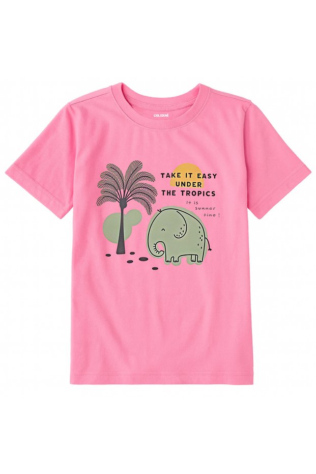 Cotton Fabric Children's T-Shirt β Tropical Elephant Printed Kids T-Shirt