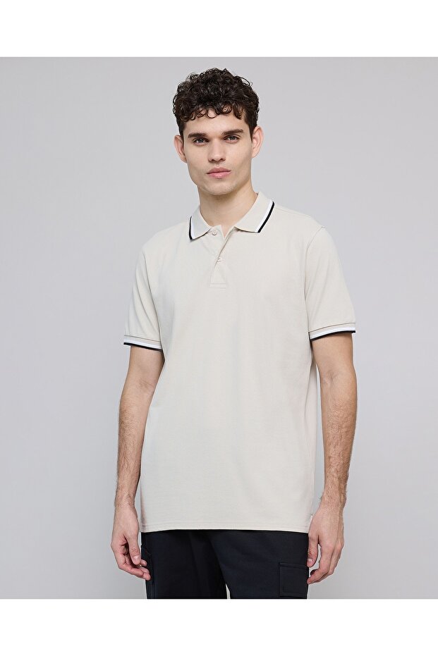 Contrast Tipping Polo T-Shirt With Short Sleeves