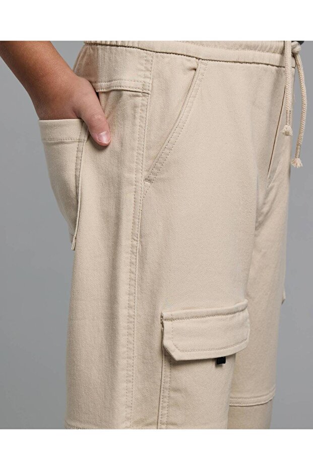 Solid Cargo Joggers With Drawstring Waist - 6