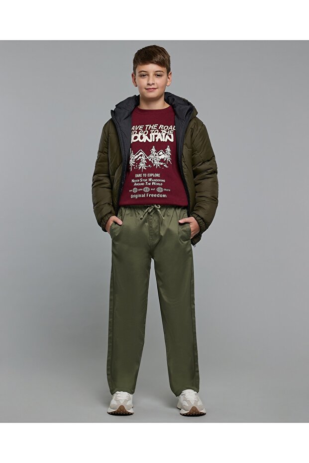 Solid Woven Pants With Drawstring Waist - 1