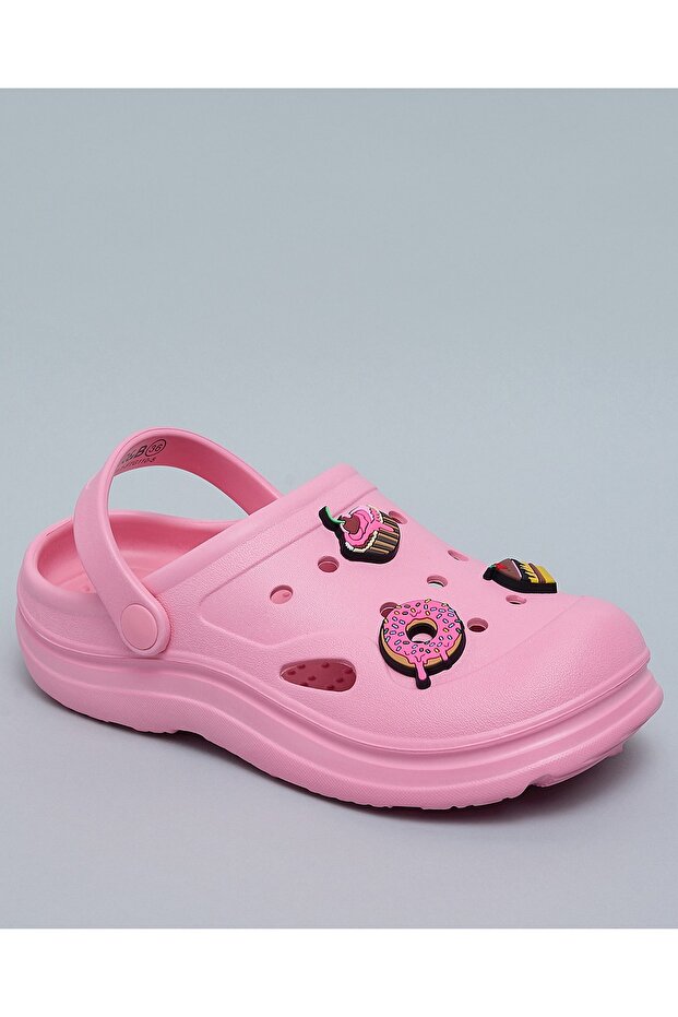 Girl'S Pink Charm Detail Slingback Clogs