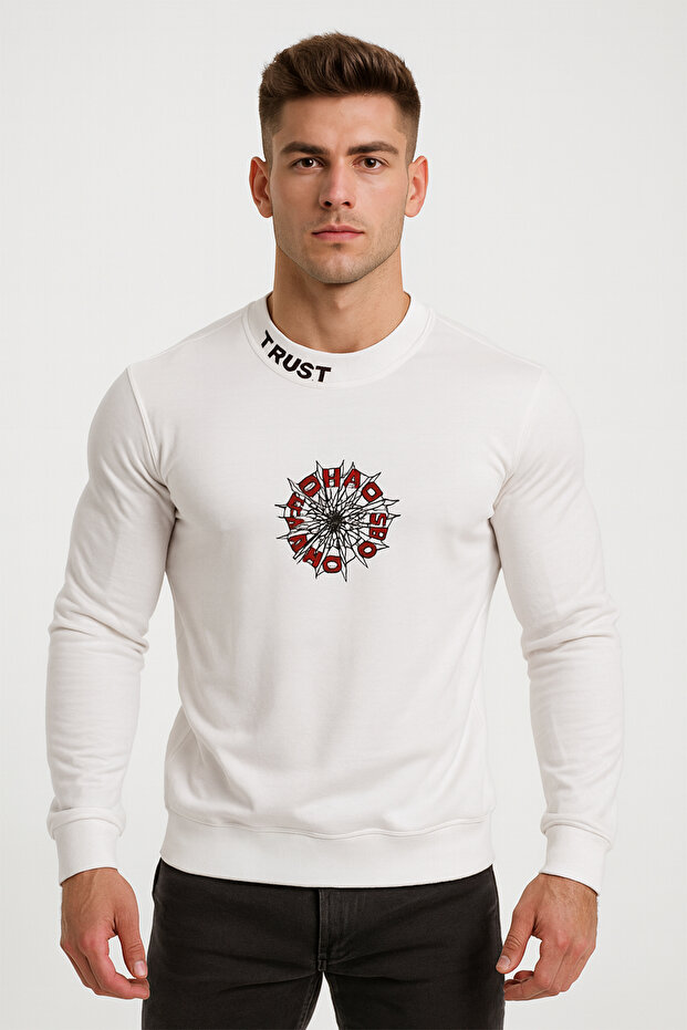 Boys Printed High-Neck Sweatshirt