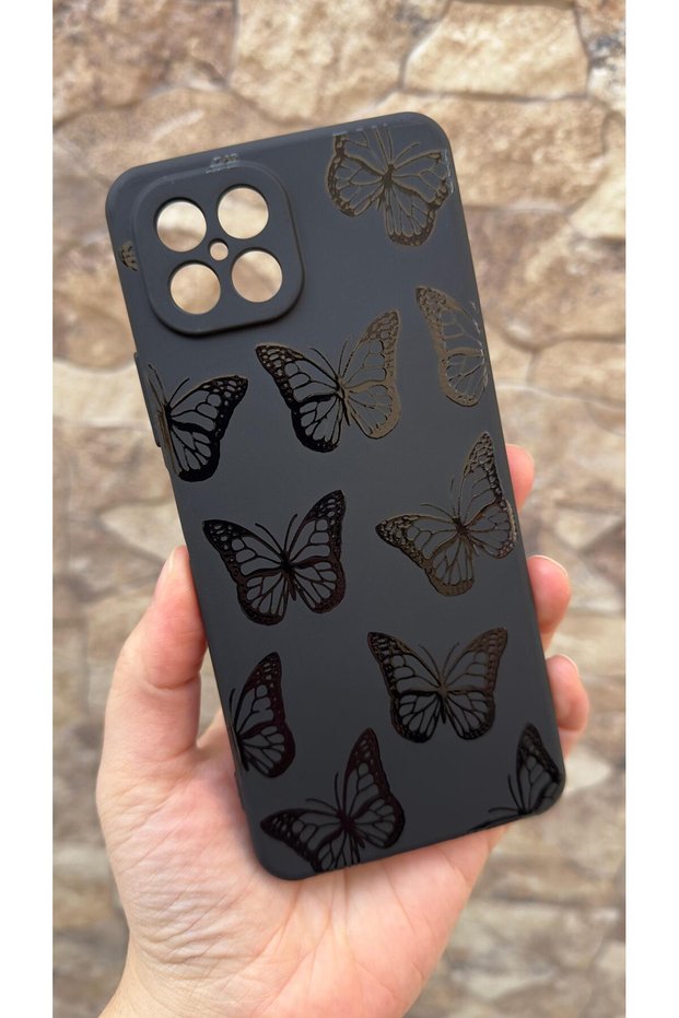 Omix X600 Compatible Black Butterfly Patterned Silicone Shock-Absorbing Classic Protected Rubber Case 277