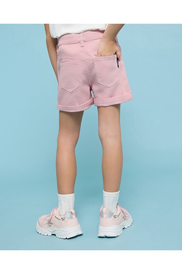 شورت جينز سادة بإغلاق بأزرار - 3