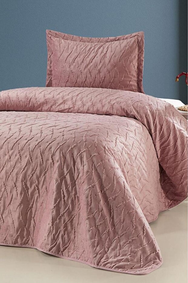 Zara Single Luxury Velvet Bedspread Dusty Rose