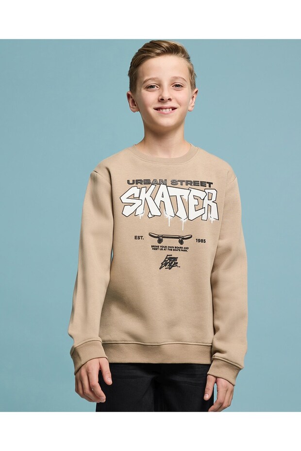 Printed Sweatshirt With Crew Neck And Long Sleeves