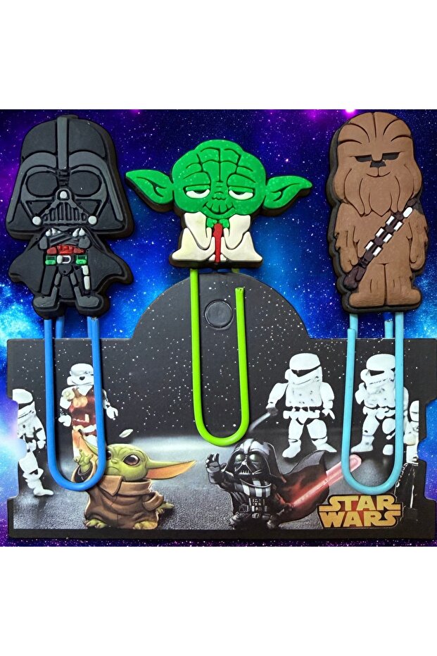 Book Mark / Paper Clip Set of 3 Star Wars Yoda Darth Vader Chewbacca